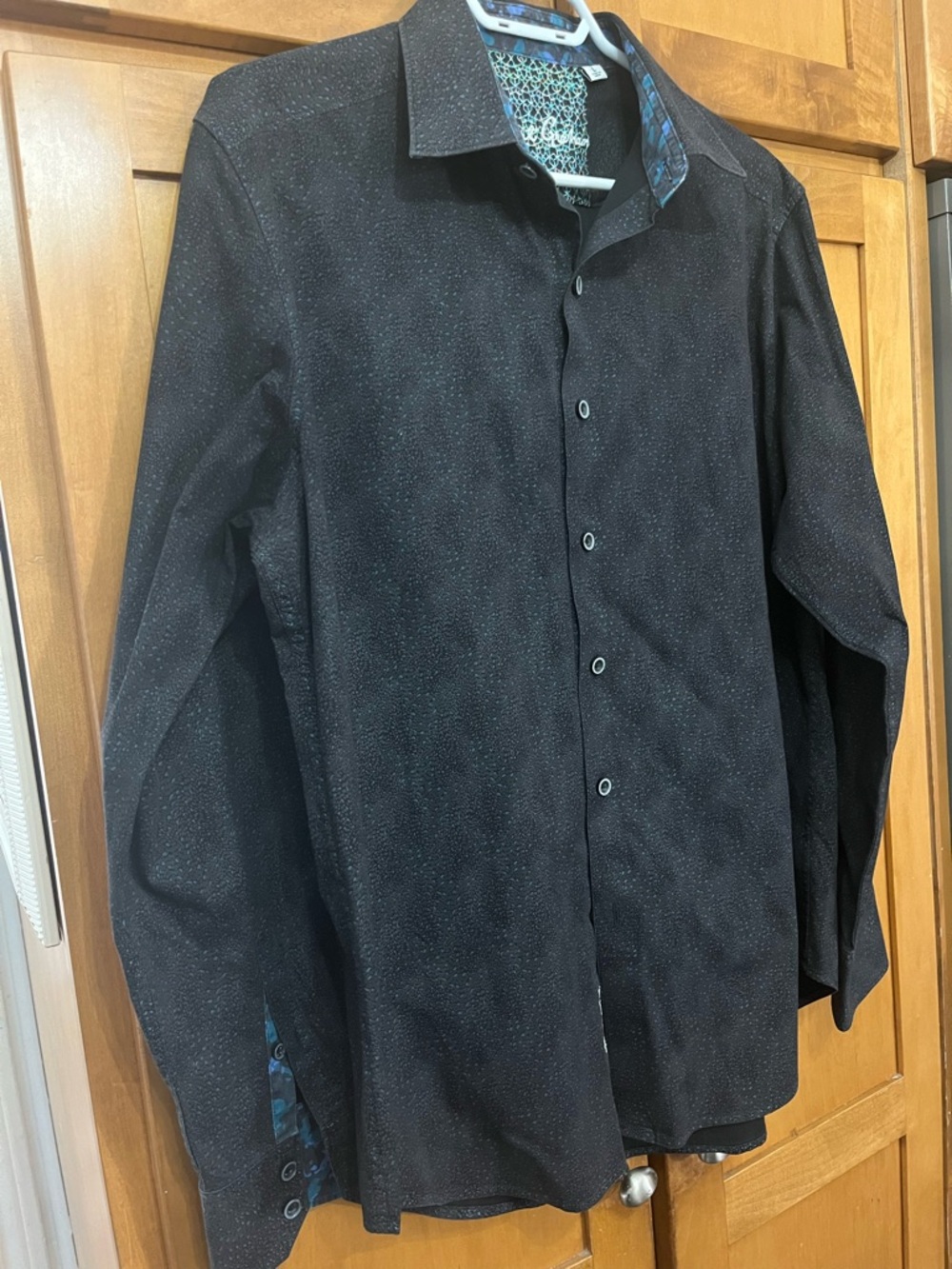 Robert Graham Long-sleeve Button-Down Shirt Speckled Blue/Dark Gray Pattern L